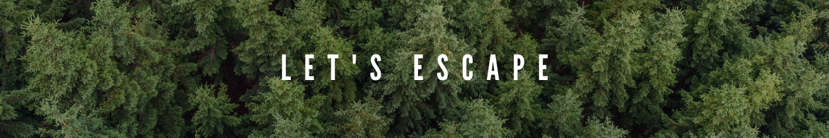 A header of the woods with text "Let's Escape"